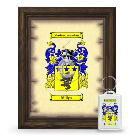 Millyn Framed Coat of Arms and Keychain - Brown