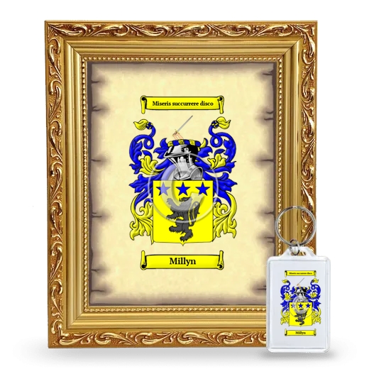 Millyn Framed Coat of Arms and Keychain - Gold