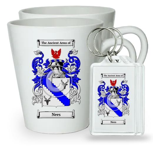 Nees Pair of Latte Mugs and Pair of Keychains