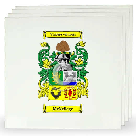 McNeilege Set of Four Large Tiles with Coat of Arms