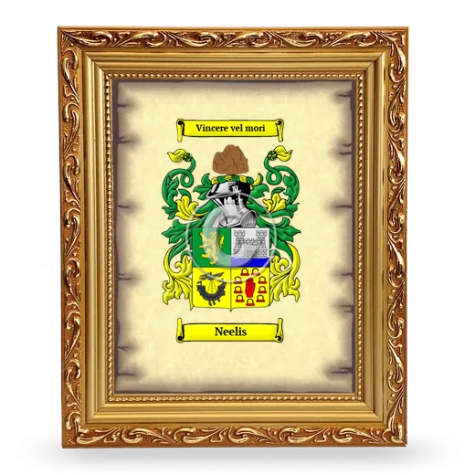 Neelis Coat of Arms Framed - Gold