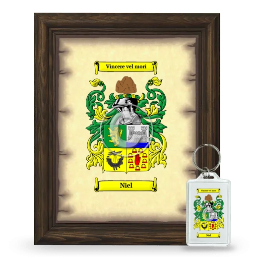 Niel Framed Coat of Arms and Keychain - Brown