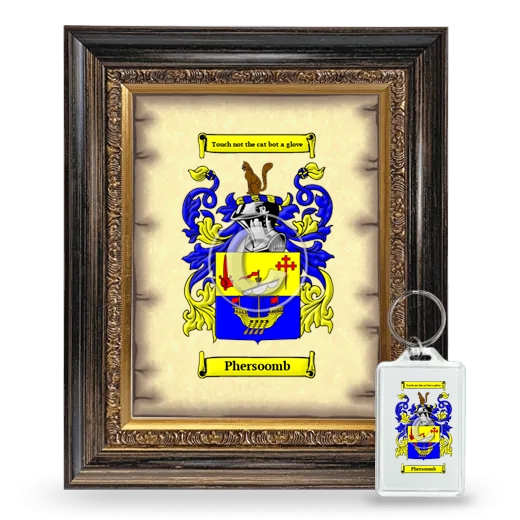 Phersoomb Framed Coat of Arms and Keychain - Heirloom