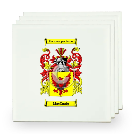 MacCuaig Set of Four Small Tiles with Coat of Arms