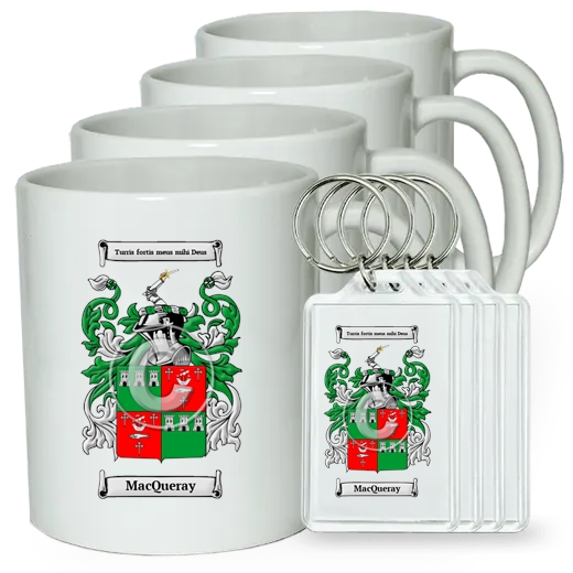 MacQueray Set of 4 Coffee Mugs and Keychains