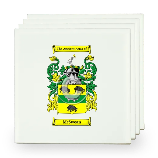 McSwean Set of Four Small Tiles with Coat of Arms