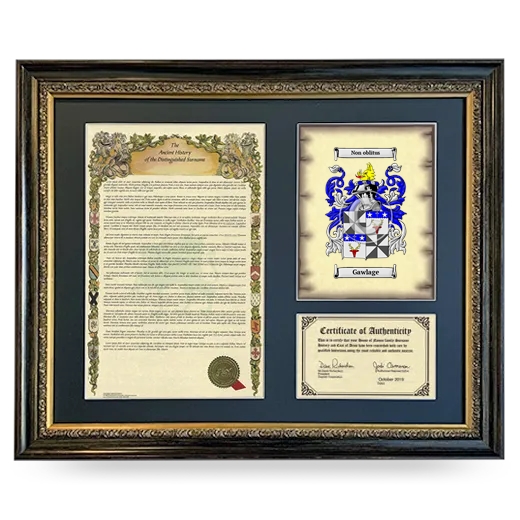 Gawlage Framed Surname History and Coat of Arms- Heirloom