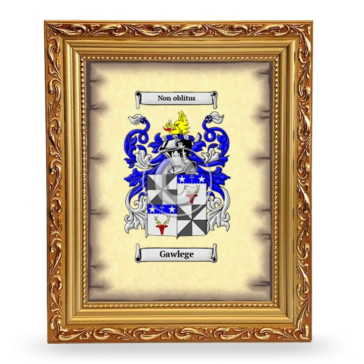 Gawlege Coat of Arms Framed - Gold