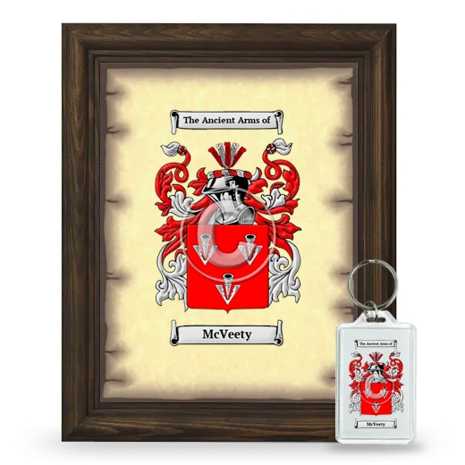 McVeety Framed Coat of Arms and Keychain - Brown