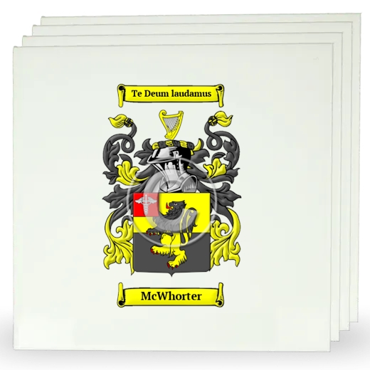 McWhorter Set of Four Large Tiles with Coat of Arms