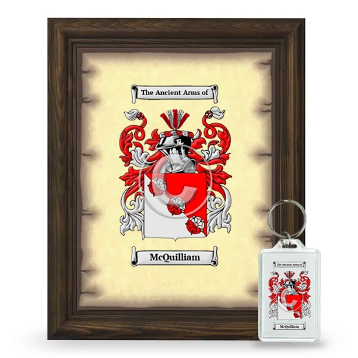 McQuilliam Framed Coat of Arms and Keychain - Brown