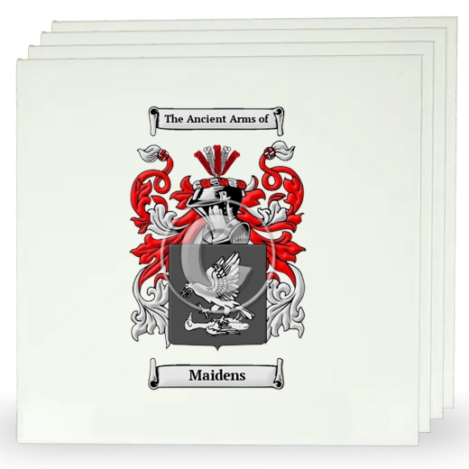 Maidens Set of Four Large Tiles with Coat of Arms