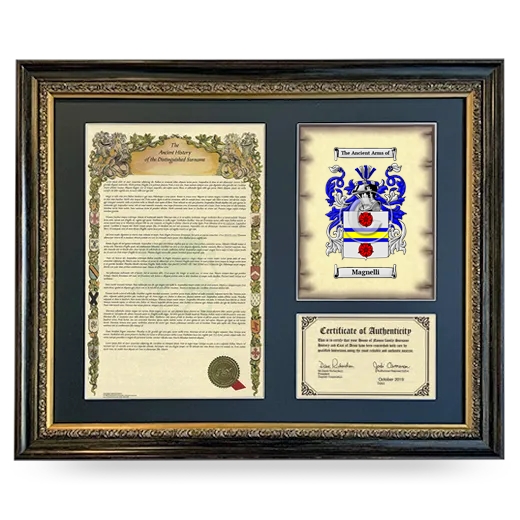 Magnelli Framed Surname History and Coat of Arms- Heirloom