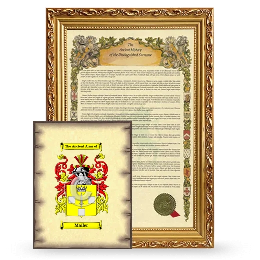 Mailer Framed History and Coat of Arms Print - Gold