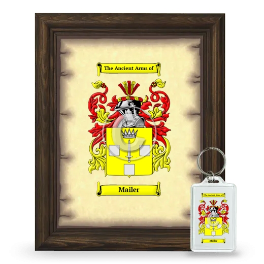 Mailer Framed Coat of Arms and Keychain - Brown