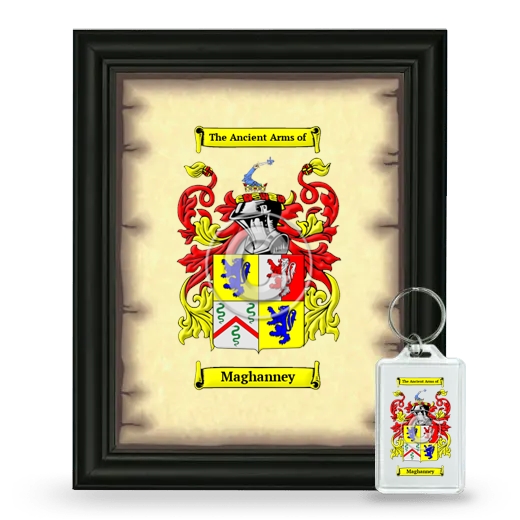 Maghanney Framed Coat of Arms and Keychain - Black