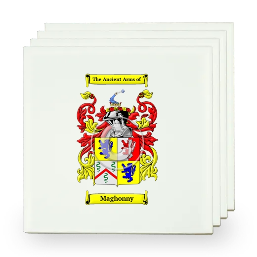 Maghonny Set of Four Small Tiles with Coat of Arms