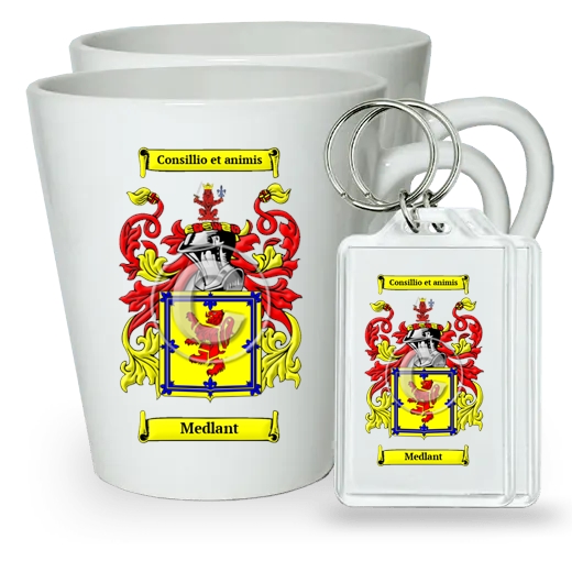 Medlant Pair of Latte Mugs and Pair of Keychains