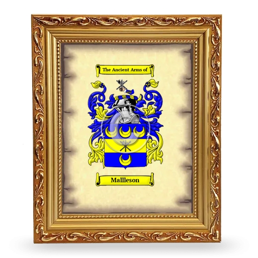 Mallleson Coat of Arms Framed - Gold