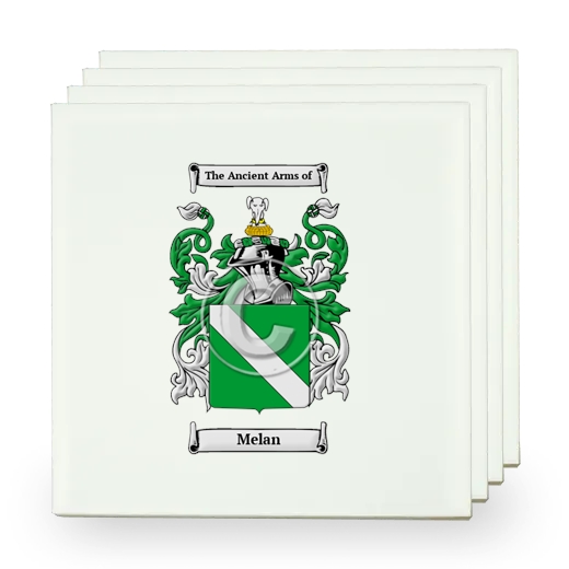 Melan Set of Four Small Tiles with Coat of Arms