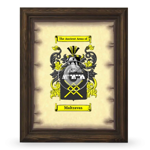 Maltravas Coat of Arms Framed - Brown