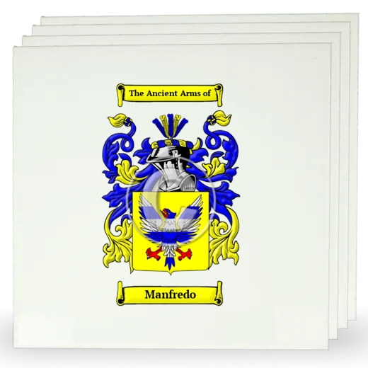 Manfredo Set of Four Large Tiles with Coat of Arms