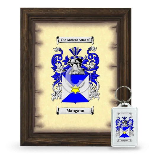 Mangano Framed Coat of Arms and Keychain - Brown