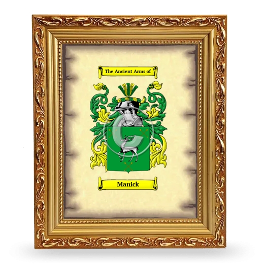 Manick Coat of Arms Framed - Gold