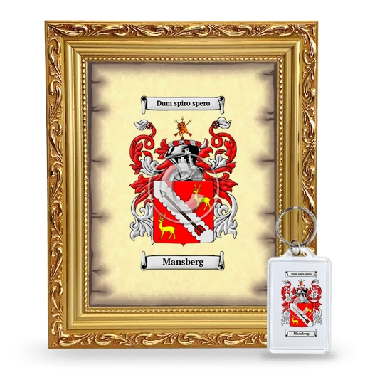 Mansberg Framed Coat of Arms and Keychain - Gold