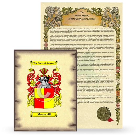 Mansavill Coat of Arms and Surname History Package