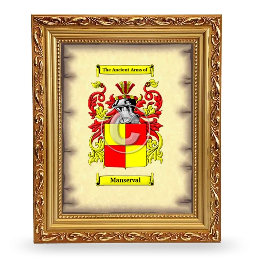 Manserval Coat of Arms Framed - Gold