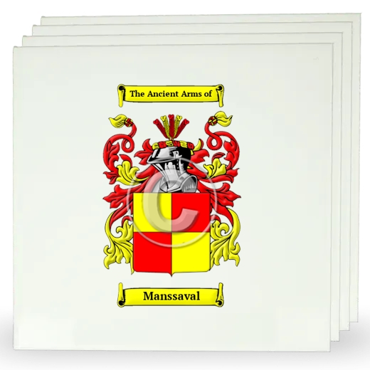 Manssaval Set of Four Large Tiles with Coat of Arms