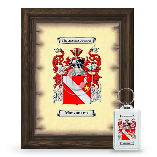 Manzanares Framed Coat of Arms and Keychain - Brown
