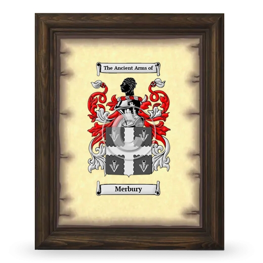 Merbury Coat of Arms Framed - Brown