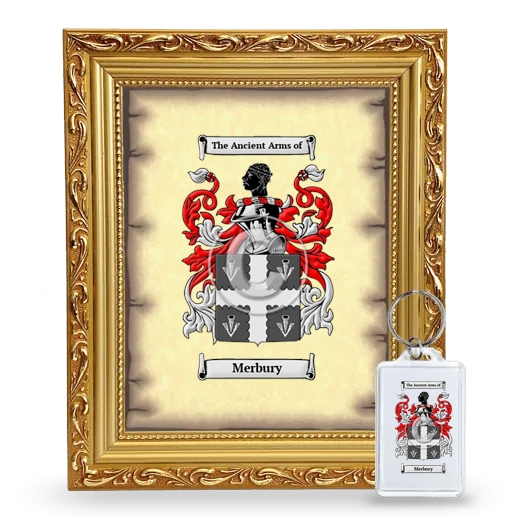 Merbury Framed Coat of Arms and Keychain - Gold