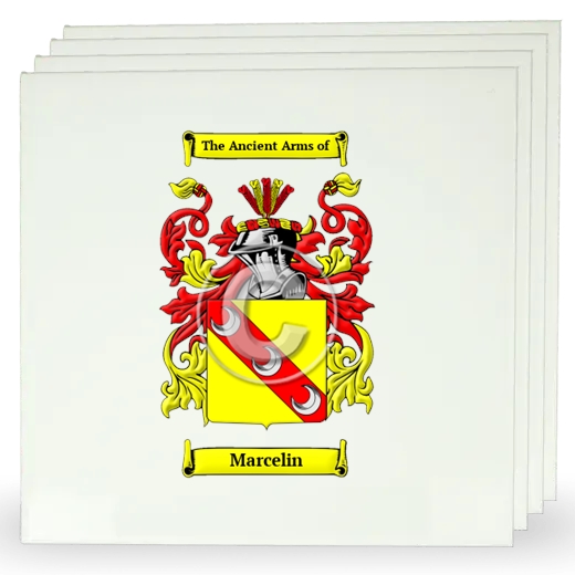 Marcelin Set of Four Large Tiles with Coat of Arms