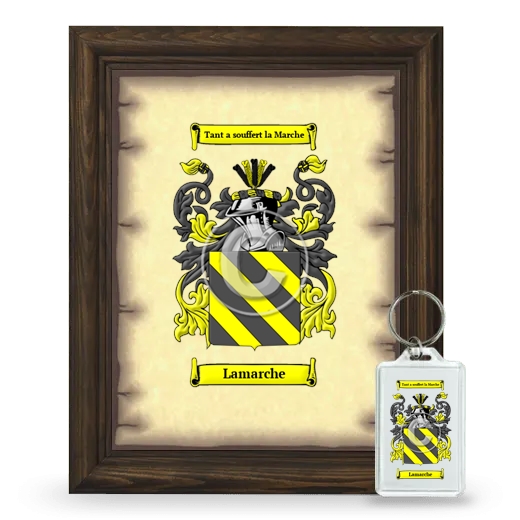Lamarche Framed Coat of Arms and Keychain - Brown