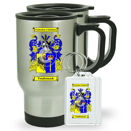 Vondermark Pair of Travel Mugs and pair of Keychains