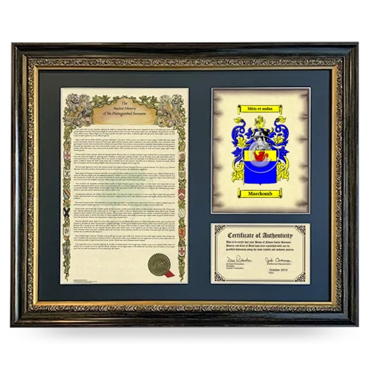 Marckomb Framed Surname History and Coat of Arms- Heirloom