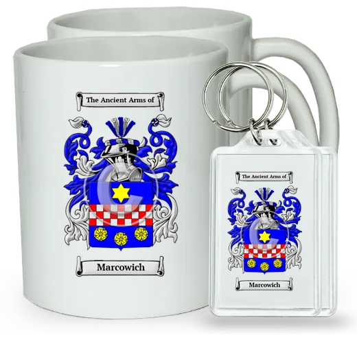 Marcowich Pair of Coffee Mugs and Pair of Keychains