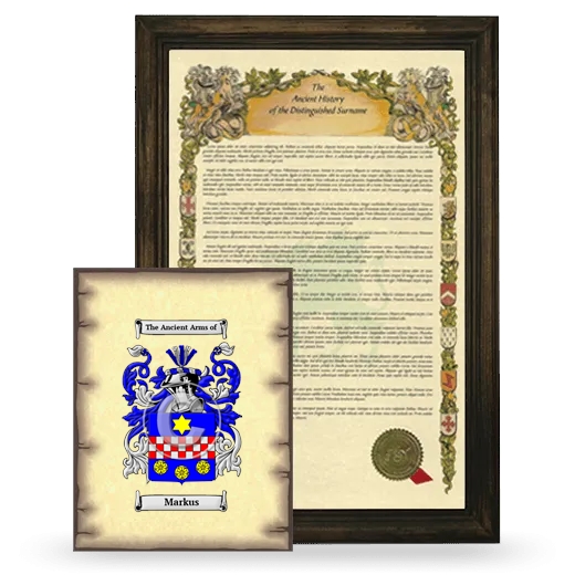 Markus Framed History and Coat of Arms Print - Brown