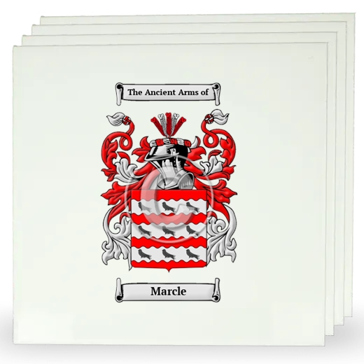 Marcle Set of Four Large Tiles with Coat of Arms