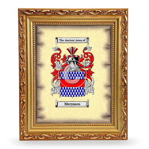 Merymen Coat of Arms Framed - Gold