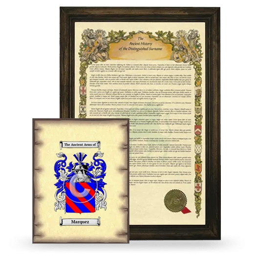 Marquez Framed History and Coat of Arms Print - Brown