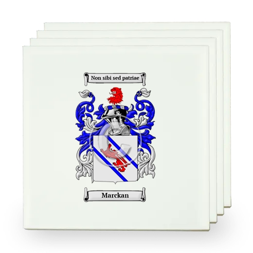 Marckan Set of Four Small Tiles with Coat of Arms