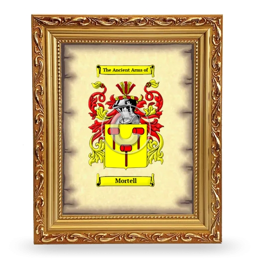 Mortell Coat of Arms Framed - Gold