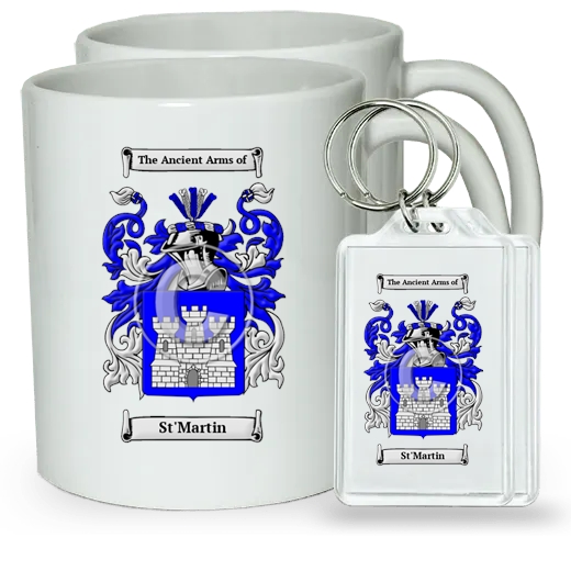 St'Martin Pair of Coffee Mugs and Pair of Keychains