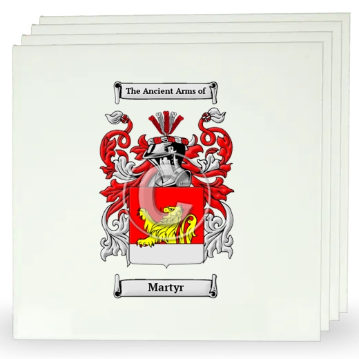 Martyr Set of Four Large Tiles with Coat of Arms