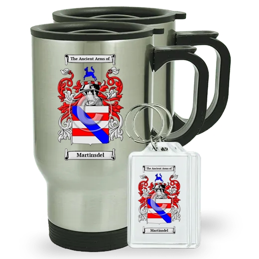 Martinsdel Pair of Travel Mugs and pair of Keychains