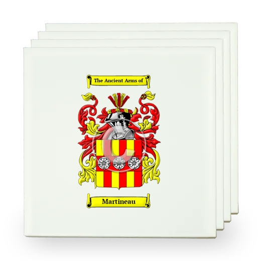 Martineau Set of Four Small Tiles with Coat of Arms